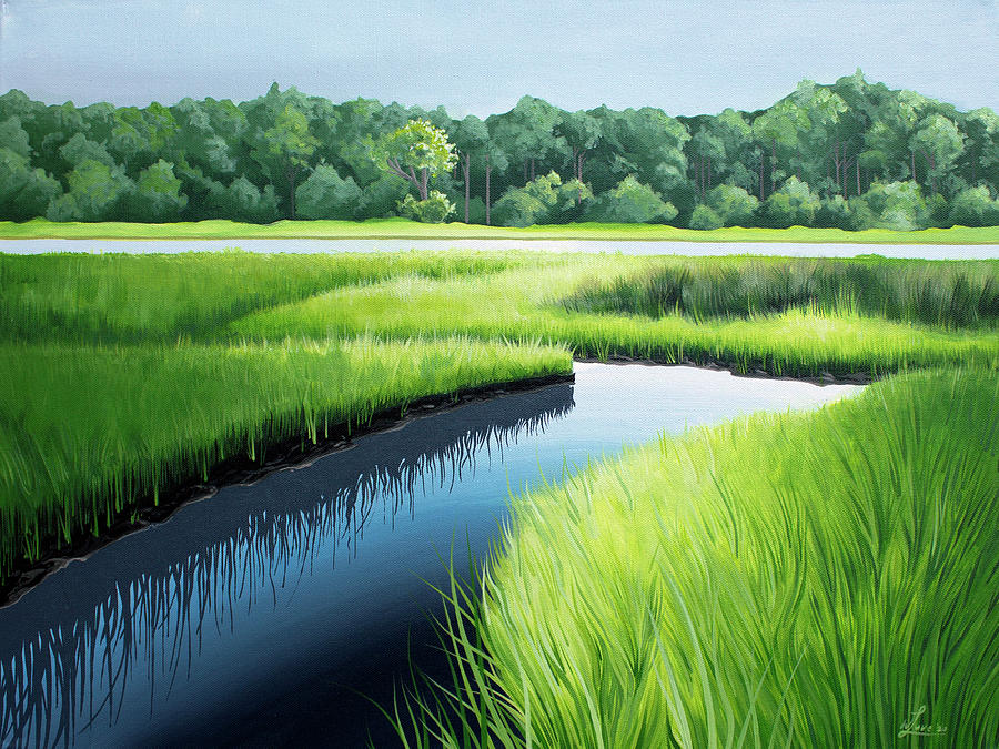 Marsh Greens Painting by William Love