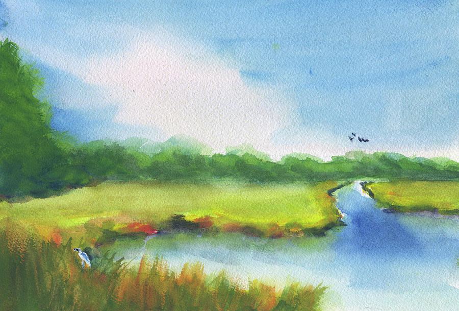 Marsh In The Afternoon Painting by Frank Bright
