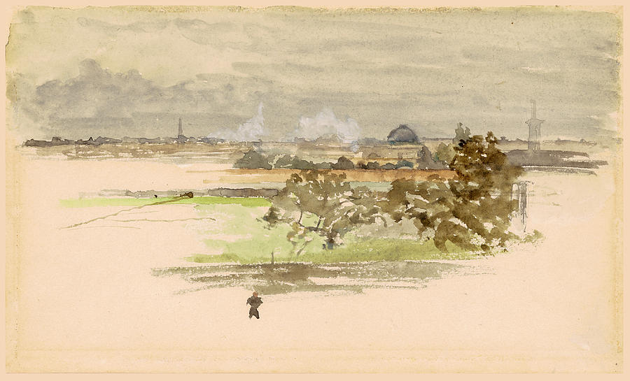 Marsh in Zeeland Drawing by James Abbott McNeill Whistler