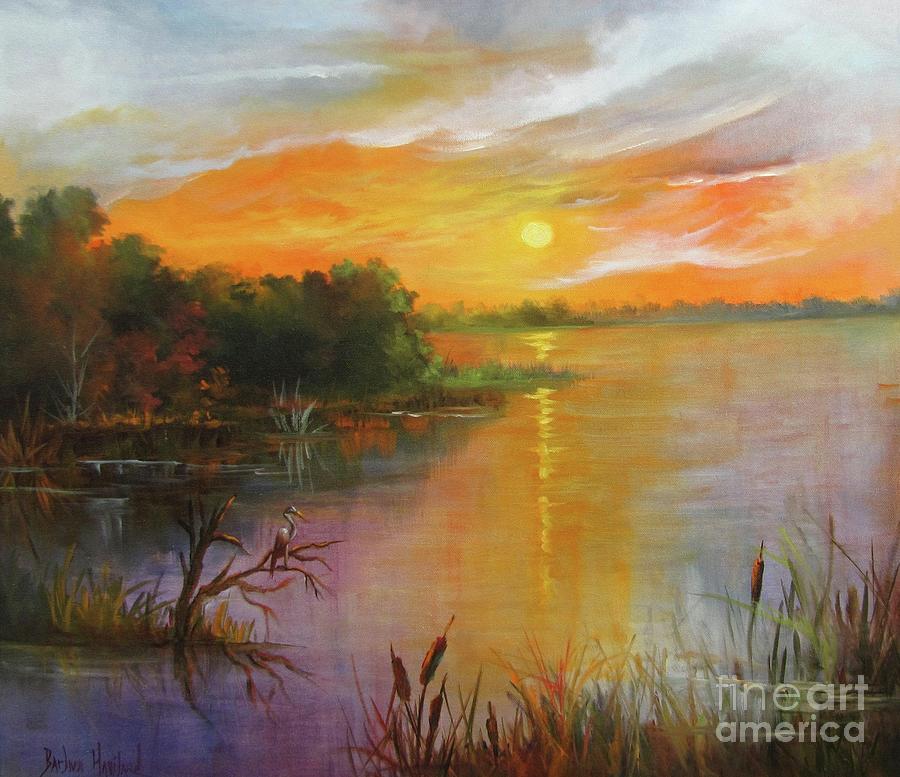 Sunset Painting - Marsh Sunset by Barbara Haviland