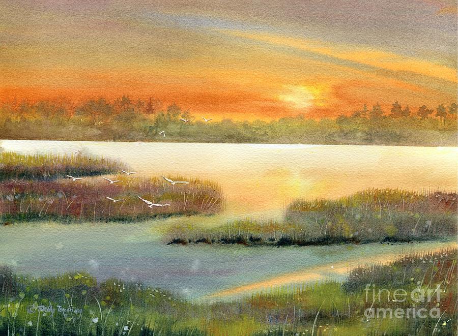 Marsh Sunset  Painting by Melly Terpening