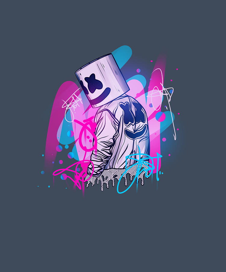 Marshmello Graffiti neon nostalgia retro Painting by Paul Cooper | Fine ...