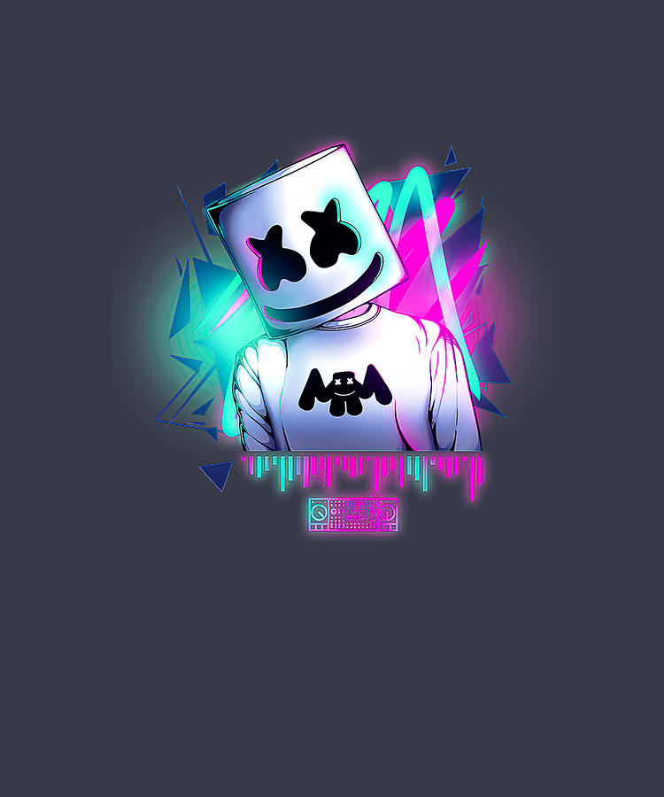 Marshmello Kids Marshmello neon sound Kids Painting by Quentin Hughes