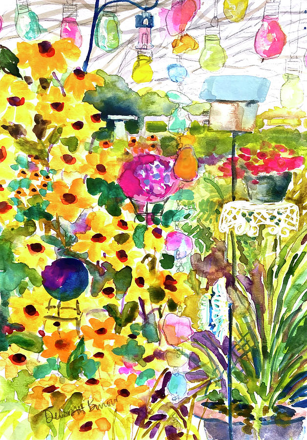 Marthas Sunflower Garden Painting by Deborah Burow