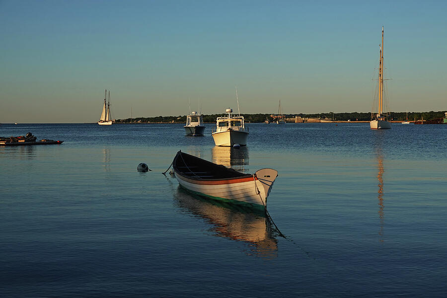 Marthas Vineyard Canoe and Sailboat Vineyard Haven Photograph by Toby McGuire Marthas Vineyard Canoe and Sailboat Vineyard Haven Photograph by Toby McGuire