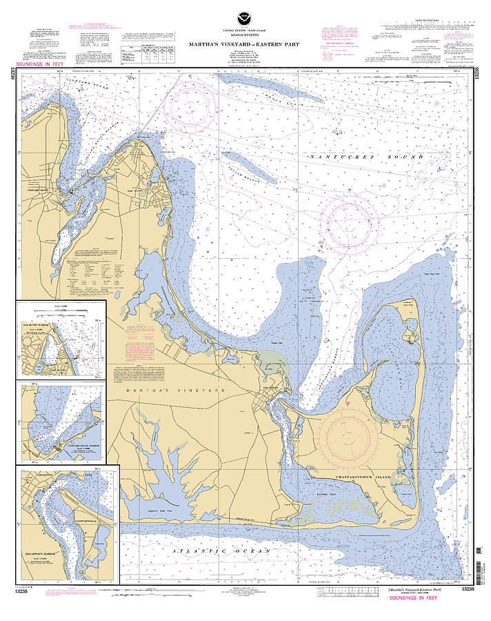 Martha's Vineyard - Eastern Part, NOAA Chart 13238 Painting by Nautical ...