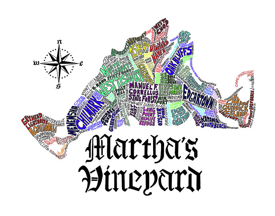 Martha s vineyard map drawing by conor plunkett