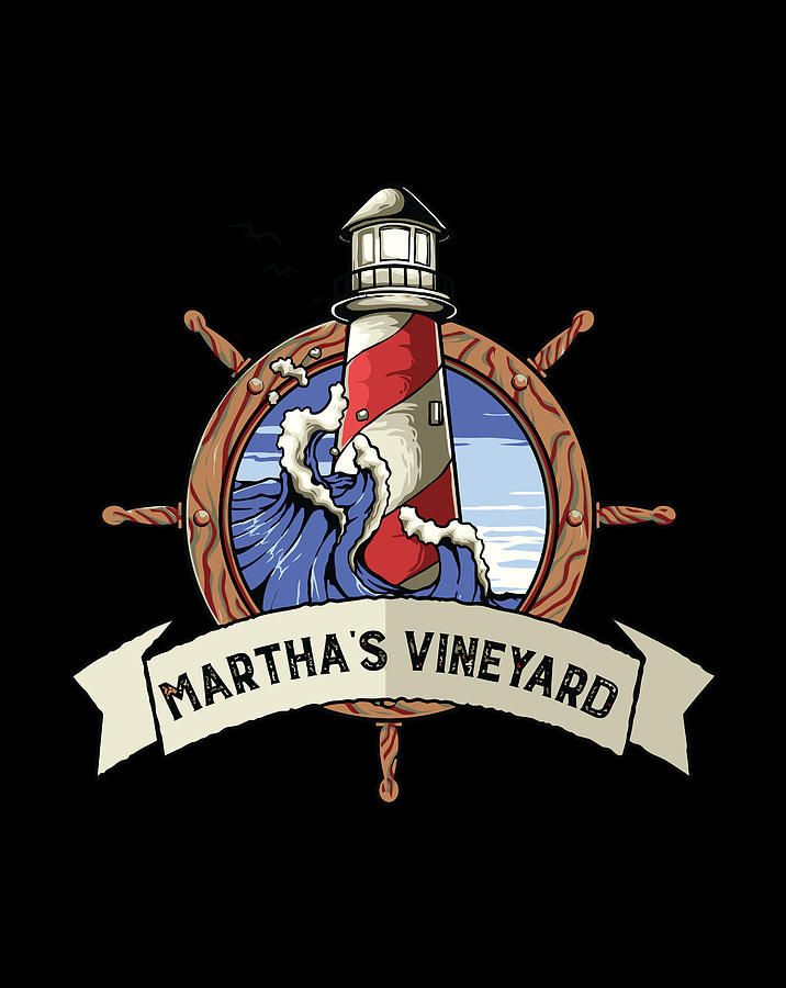 Martha'S Vineyard Nautical Lighthouse Cape Cod Graphic Drawing by Lucy Wilk