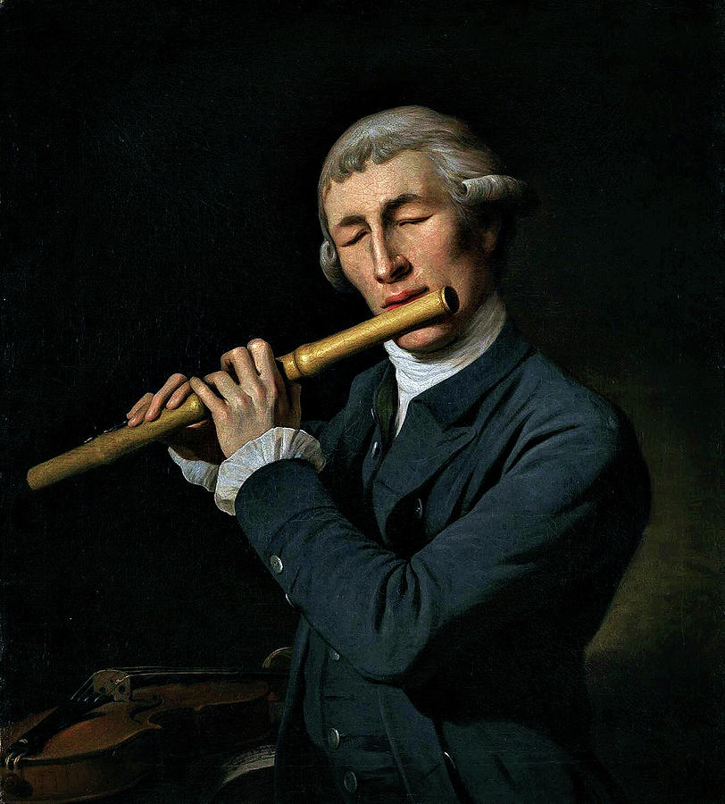 Martin Ferdinand Quadal 1736 1811  Portrait Of A Man Playing A Flute Painting