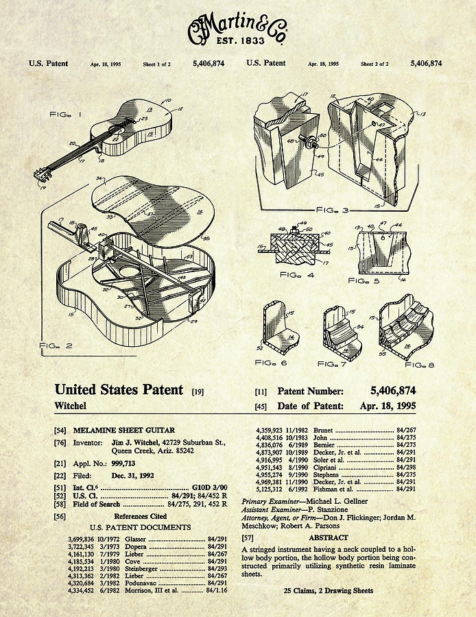 Martin Guitar Patent Art Digital Art by Gary Bodnar