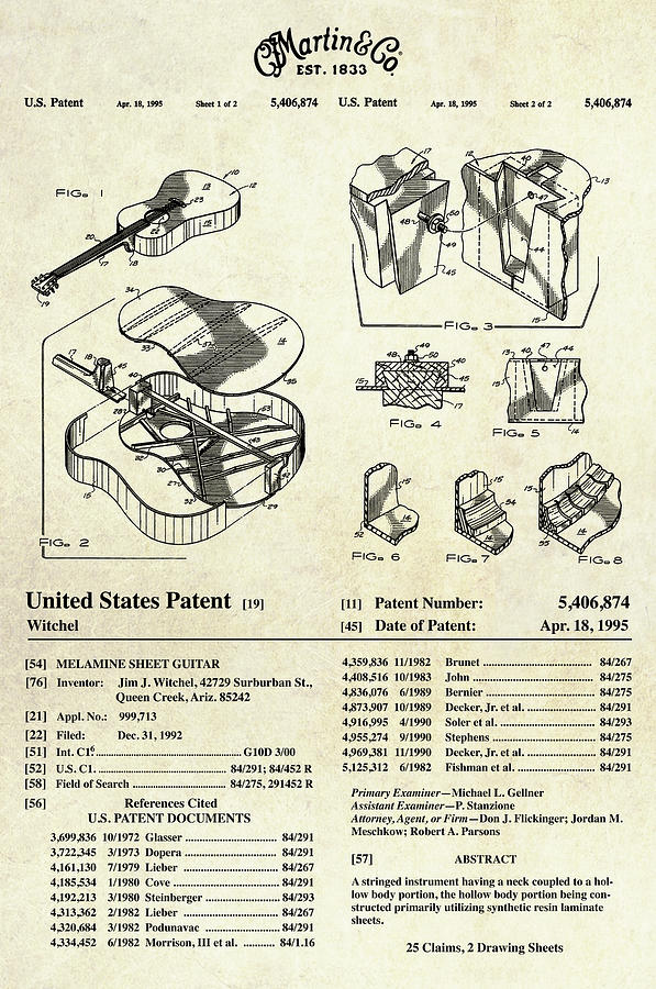 Martin Guitar Patent Art II Digital Art by Gary Bodnar