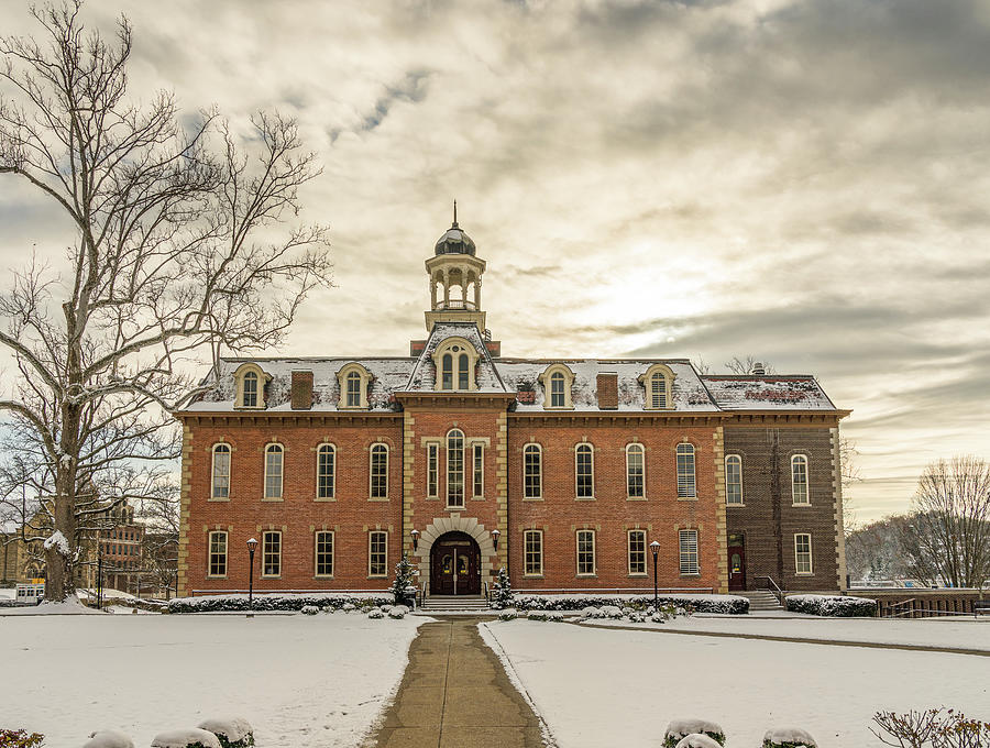 Martin Hall at West Virginia University in the snow Photograph by Steven Heap