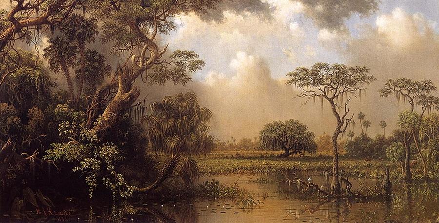 Martin Johnson Heade - The Great Florida Marsh Painting by Les Classics