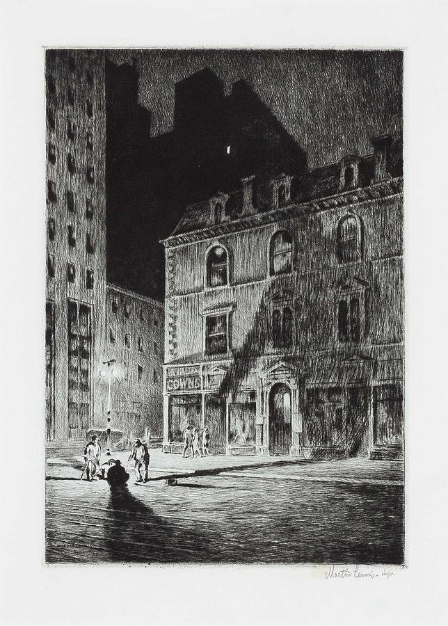 Martin Lewis THE GREAT SHADOW Drypoint, 1925 Painting by Artistic Rifki ...