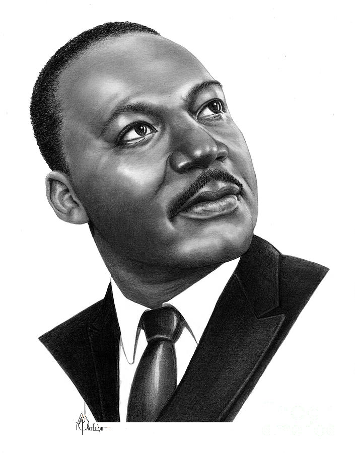 Portrait Drawing - Martin Luther King Jr. drawing by Murphy Art Elliott