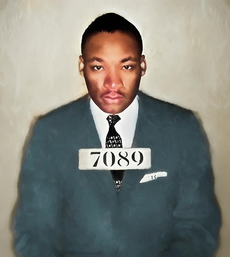 Martin Luther King Mugshot Color Mixed Media by Dan Sproul