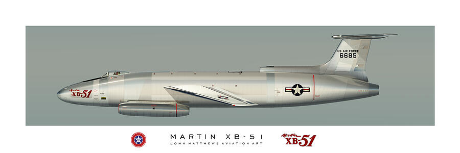 Jet Digital Art - Aircraft Profile - Martin XB-51 Profile by John Matthews