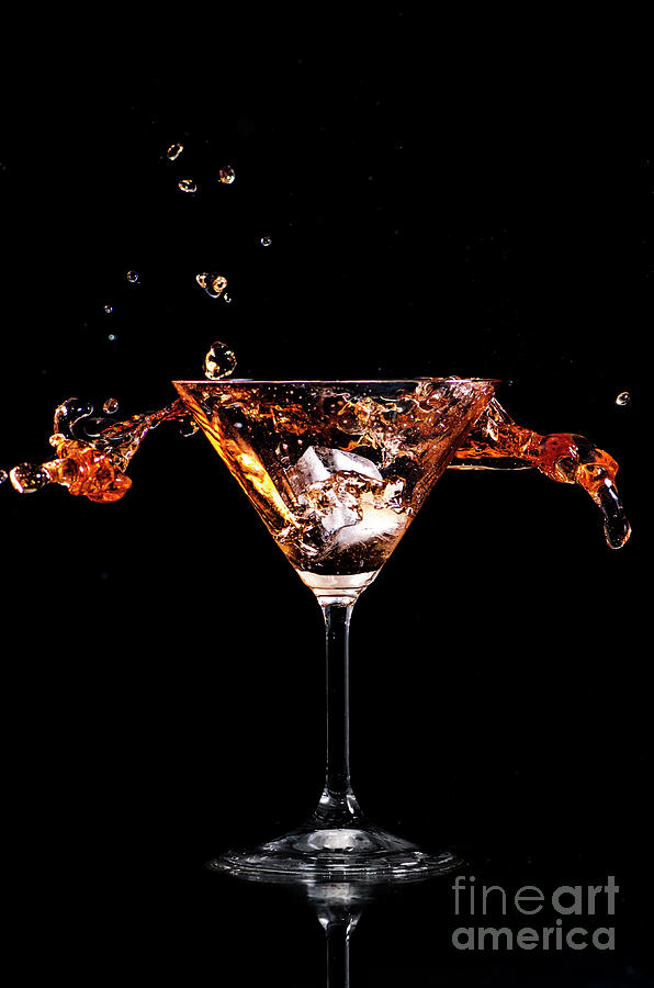 Martini Photograph - Martini cocktail splash on dark background by Jelena Jovanovic