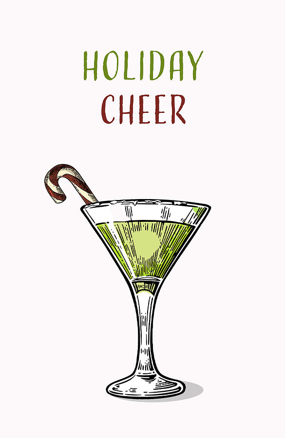 Christmas Digital Art - Martini Holiday Cheer Greeting Card by Ink Well
