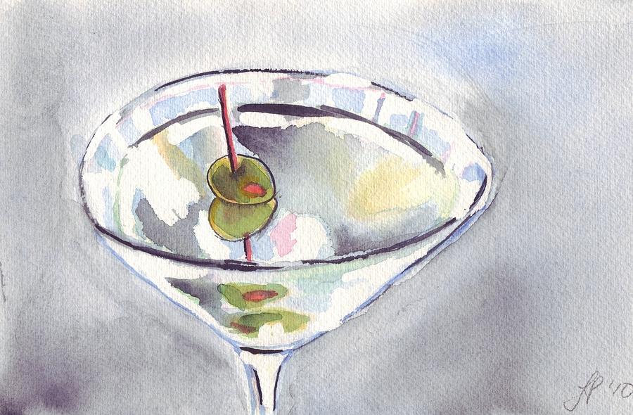 Martini Painting - Martini with Olives by Johanna Pabst