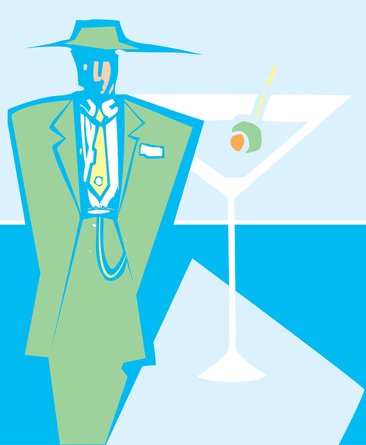 Cool Drawing - Martini Zoot Suit by Jeffrey Thompson