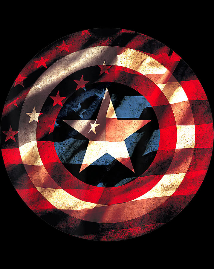 Marvel Captain America Avengers Shield Flag T-Shirt Digital Art by Minh ...