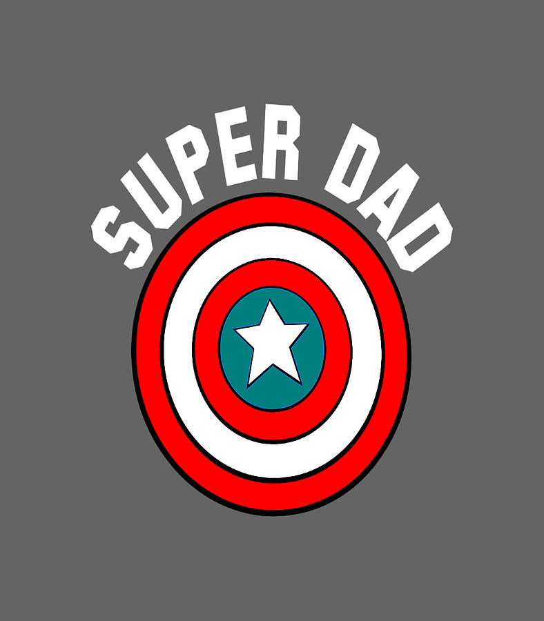 Marvel Fathers Day Super Dad Captain America Shield Digital Art By