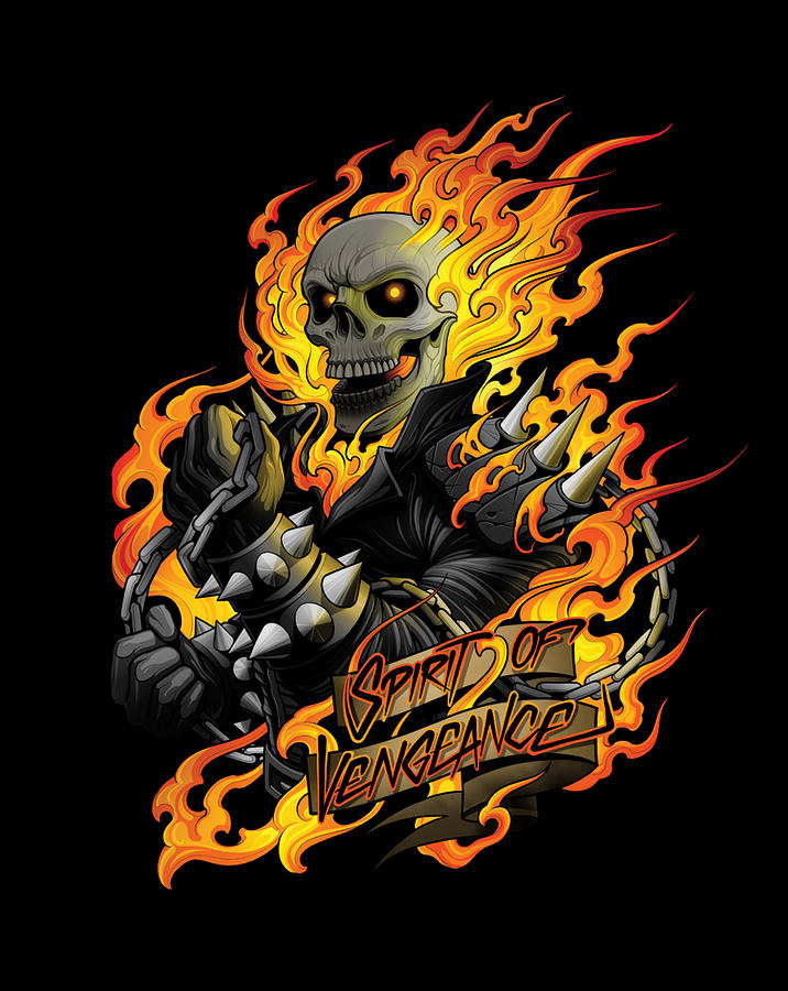 Marvel Ghost Rider Spirit of Vengeance Flaming Skull Digital Art by