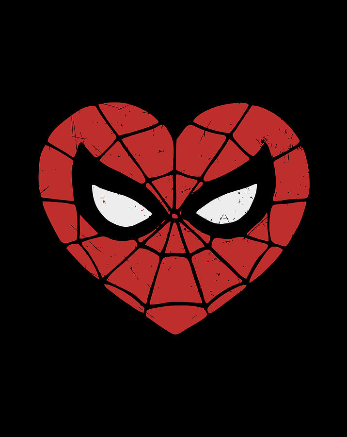 Marvel SpiderMan Valentine'S Web Face Heart Logo Digital Art by Sue