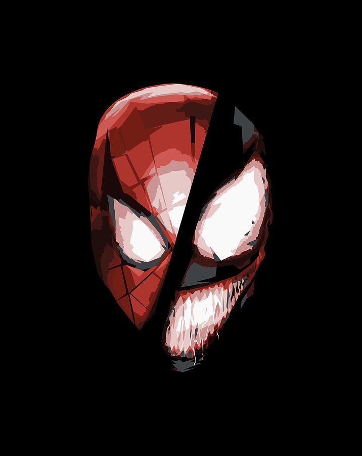 Marvel Spider-Man Venom Face Mask Split Low Poly Portrait Drawing by ...