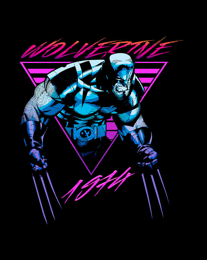 Marvel X-Men Wolverine Neon Retro Logan Long Sleeve Tee Digital Art by ...