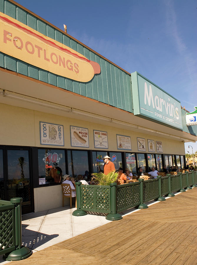 Marvins Sidewalk Cafe on Boardwalk Myrtle Beach South Carolina Vertical Photograph by Bob Pardue