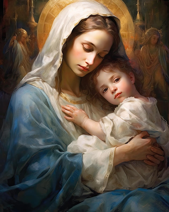 Jesus Christ Digital Art - Mary And Baby Christ N3017 Beautiful Treasure by Edit Voros