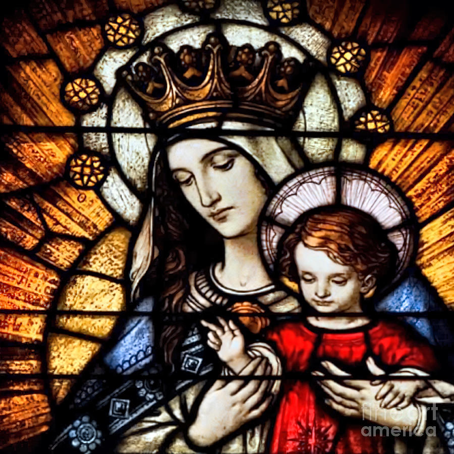 Mary and Baby Jesus Stained Glass Photograph by Munir Alawi