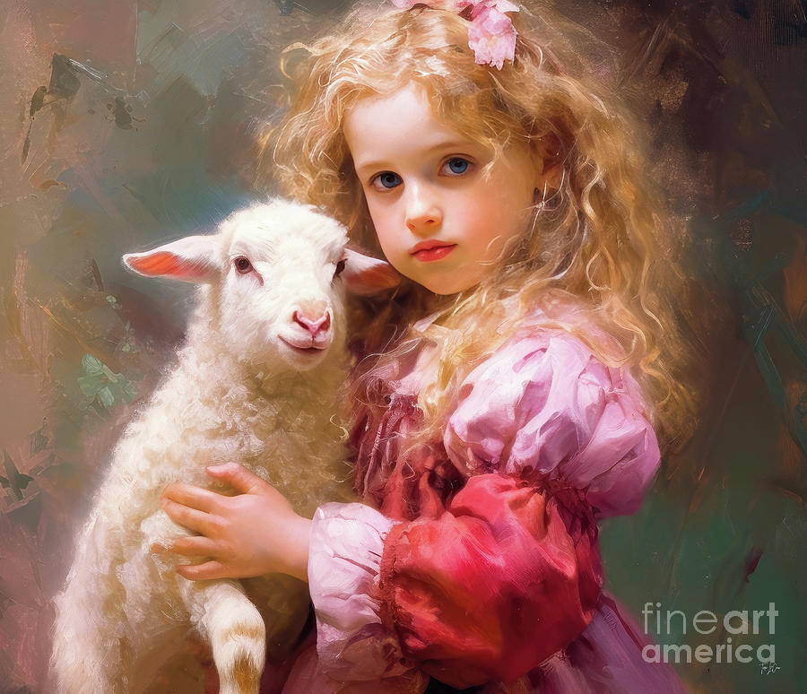 Mary And Her Little Lamb Painting