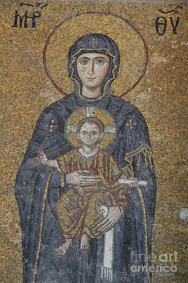 Mary And Jesus - Mosaic Hagia Sophia Istanbul Photograph by Christiane Schulze Art And Photography