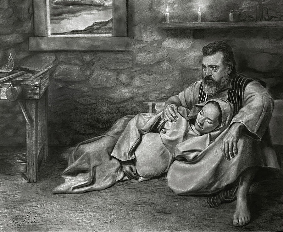 Mary and Joseph Drawing by Eric Armusik Fine Art America