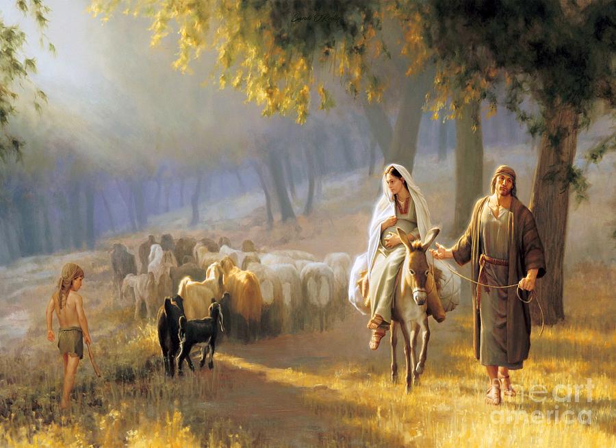 Mary And Joseph On Way to Bethlehem Mixed Media by Sandi OReilly