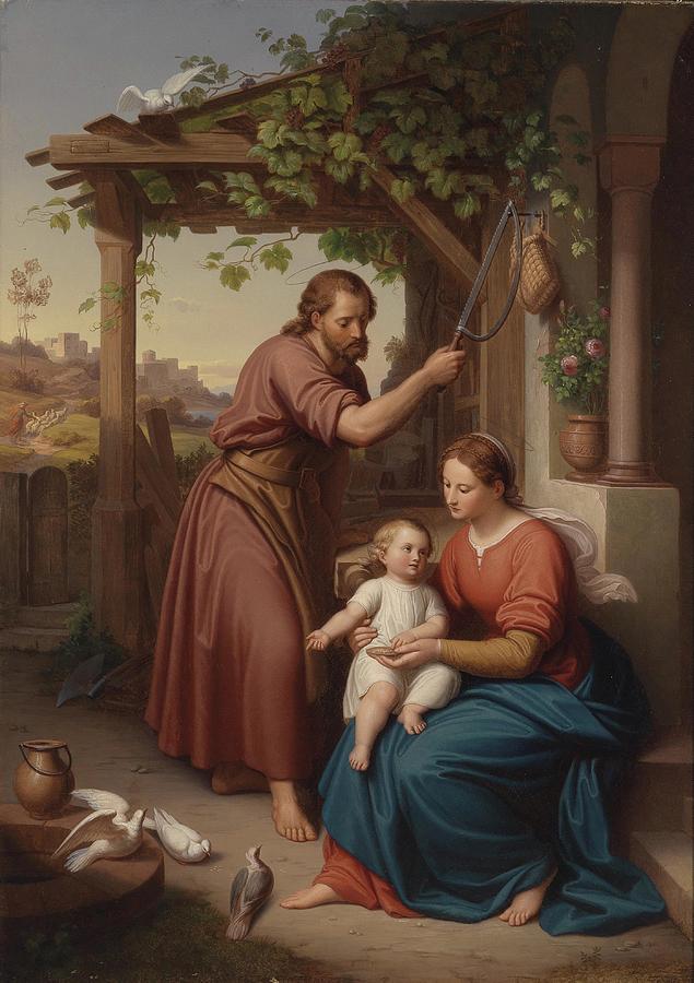 Christmas Painting - Mary and Joseph with the baby Jesus by Julius Frank