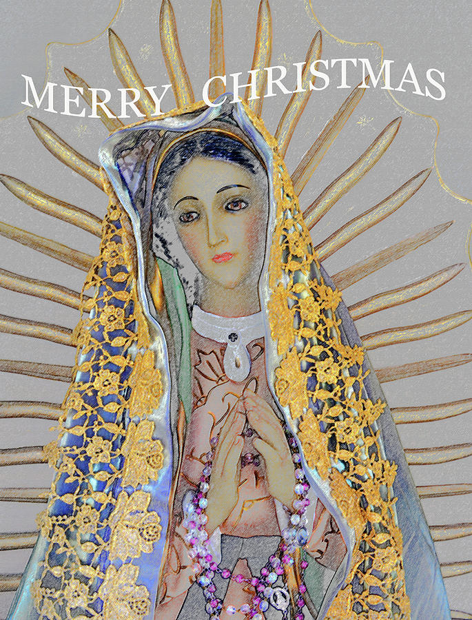 Jesus Christ Mixed Media - Mary Christmas card painting by David Lee Thompson