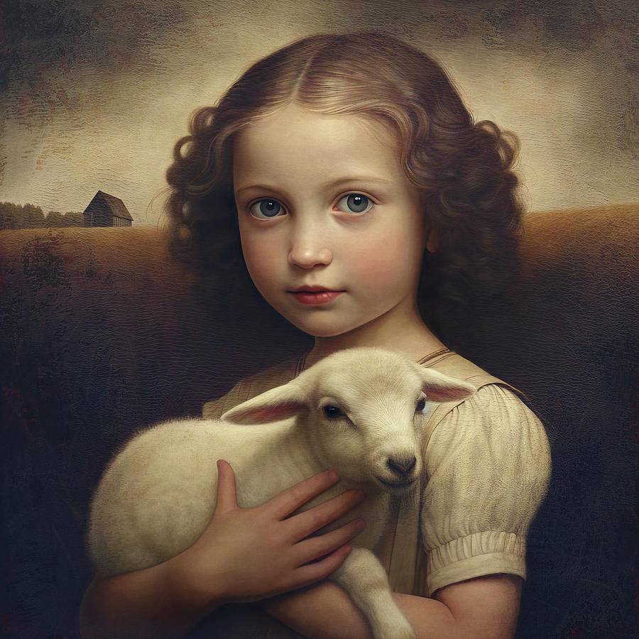 Mary Had A Little Lamb - Digital Painting Digital Art by Maria Angelica Maira