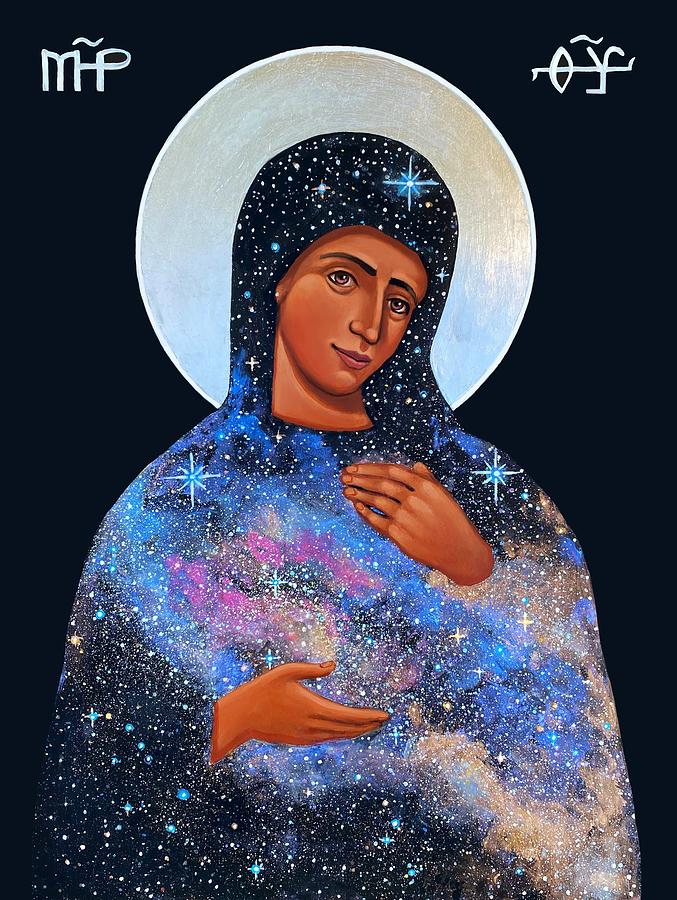 Iconography Painting - Mary Love Forever Being Born by Kelly Latimore