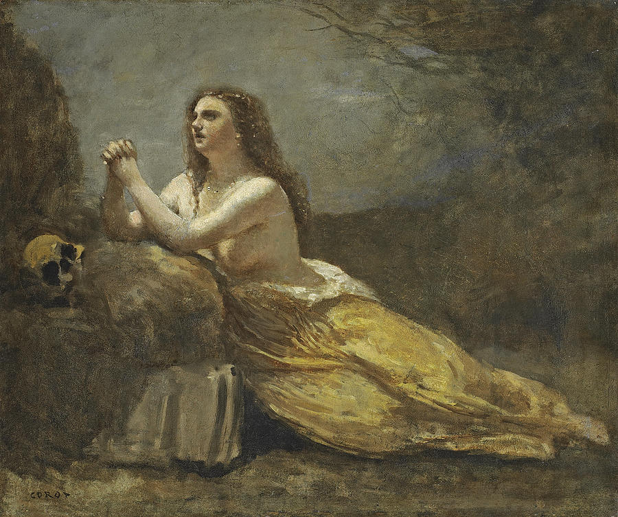 Mary Magdalene in Prayer Painting by Jean-Baptiste-Camille Corot