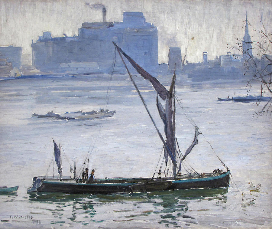 Mary Mccrossan British 1864 1934 Thames Barges 1928 Painting