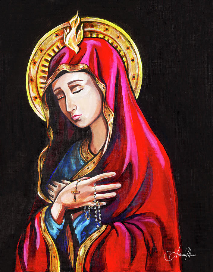Blessed Virgin Mary Painting - Mary, Spouse of the Holy Spirit by Amberose Marie