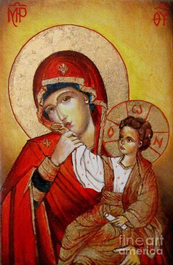 Mary with Jessus r.3 Painting by Sorin Apostolescu