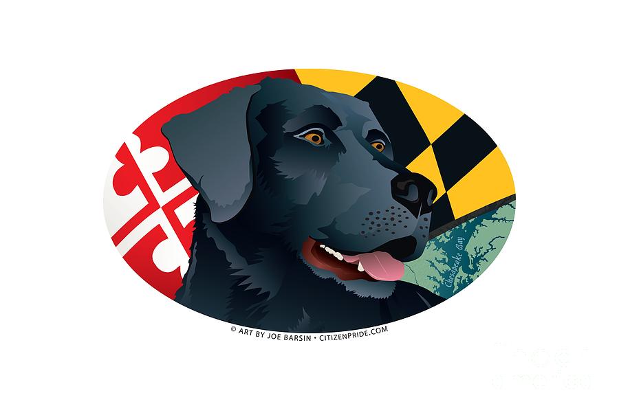 Labrador Retriever Digital Art - Maryland Black Lab Oval by Joe Barsin