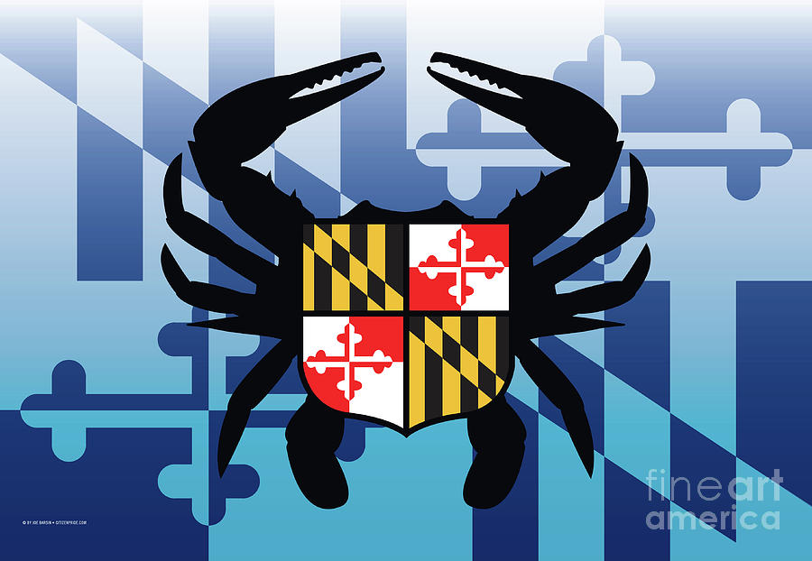 Maryland Blue Crab Crest Digital Art by Joe Barsin