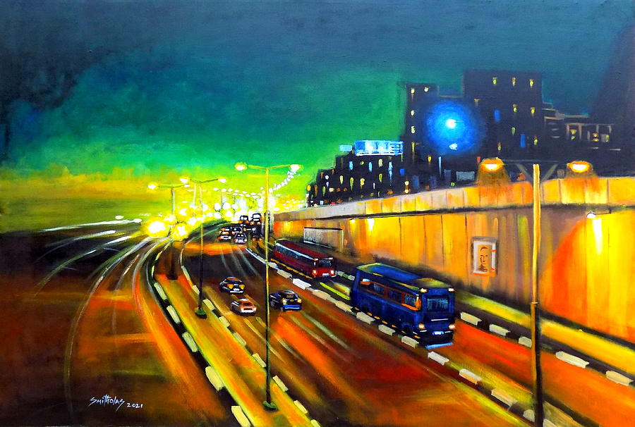Maryland Bridge Lagos Painting by Olaoluwa Smith