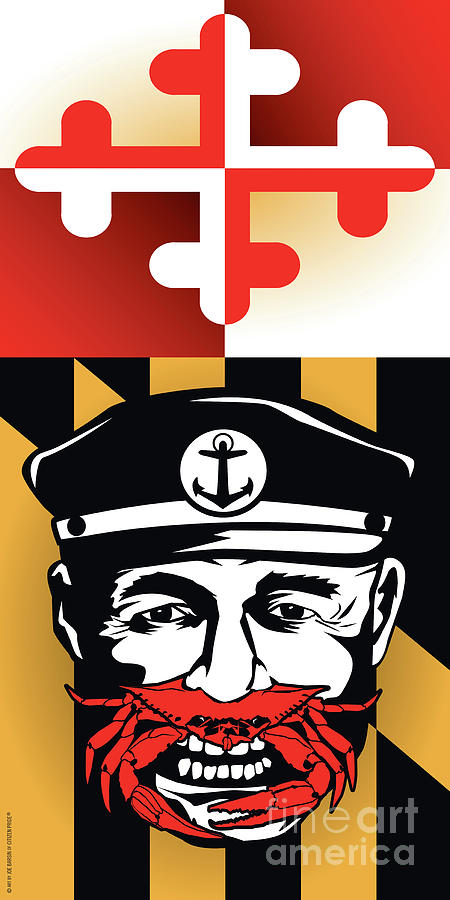 Baltimore Digital Art - Maryland Captain ACrab, vertical by Joe Barsin Baltimore Digital Art - Maryland Captain ACrab, vertical by Joe Barsin